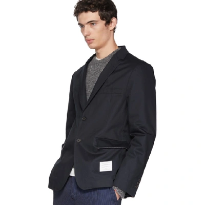 Shop Thom Browne Navy Twill Unconstructed Blazer In 415 Navy