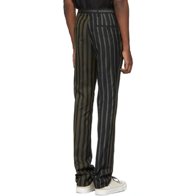 Shop Lanvin Black Striped Trousers In 4710 Gry Bl