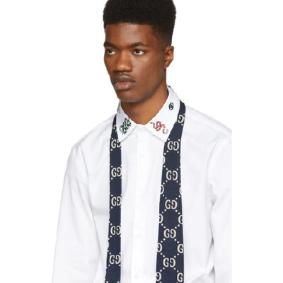 Shop Gucci White Multi Graphic Collar Shirt In 9061 White