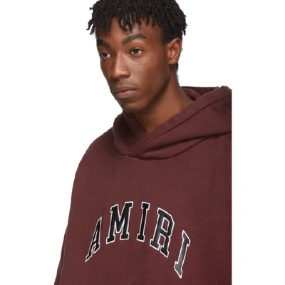 Shop Amiri Burgundy College Logo Hoodie