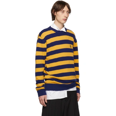 Shop Loewe Navy & Yellow Cashmere Stripe Sweater