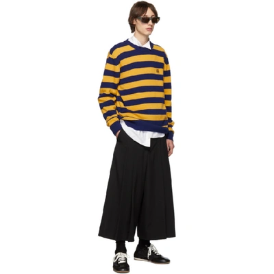 Shop Loewe Navy & Yellow Cashmere Stripe Sweater