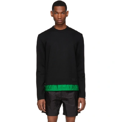 Shop Prada Black & Green Wool Sweater