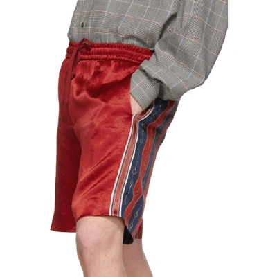 Shop Gucci Red Chain Silk Shorts In 6229 Red