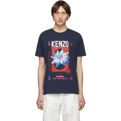 Shop Kenzo Navy Bamboo Rice T-shirt In 78 Ink