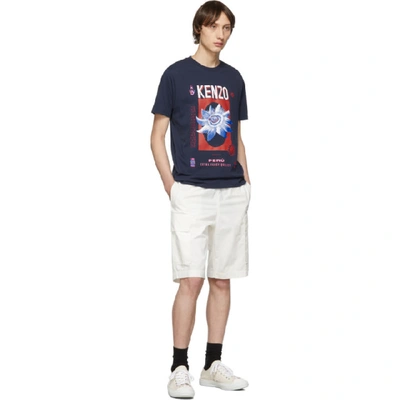 Shop Kenzo Navy Bamboo Rice T-shirt In 78 Ink