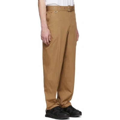 Shop Burberry Brown Belted Trousers In Toffee