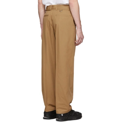 Shop Burberry Brown Belted Trousers In Toffee