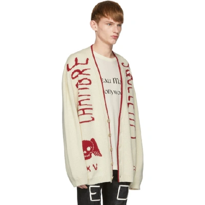 Shop Gucci Off-white Knit Skull Cardigan In 9133mulkmul