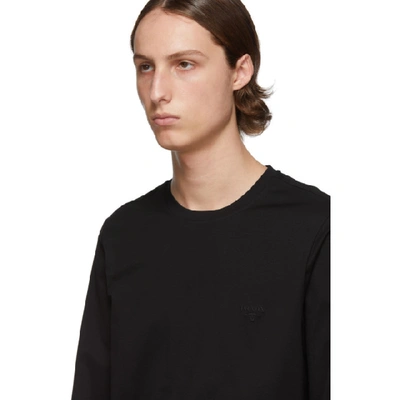 Shop Prada Black Stretch Long Sleeve T-shirt