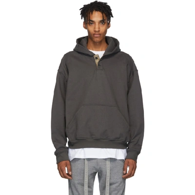 Fear Of God Grey Everyday Henley Hoodie In 305seaweed | ModeSens