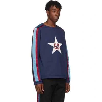 Shop Gucci Blue Gg Star Patch Sweatshirt In 4429 Blue
