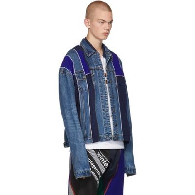 Shop Ahluwalia Studio Ahluwalia Blue Patchwork Denim Jacket