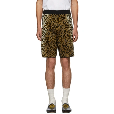 Shop Versace Black Leopard Shorts In A732 Black