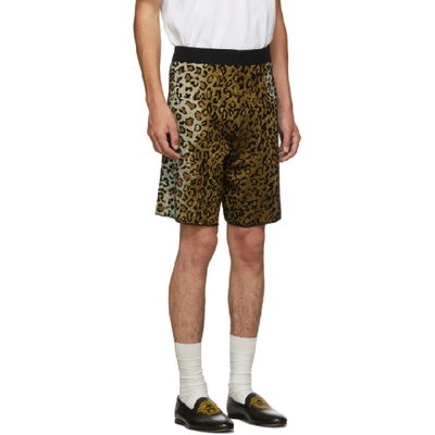 Shop Versace Black Leopard Shorts In A732 Black