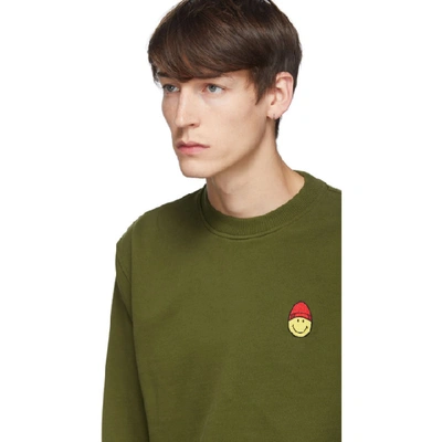 Shop Ami Alexandre Mattiussi Khaki Smiley Edition Patch Sweatshirt In 351 Olive