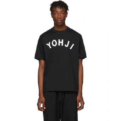 Shop Y-3 Black 'yohji' Letters T-shirt In Black/off-white