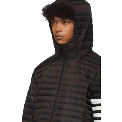 Shop Thom Browne Black Down 4-bar Quilted Hooded Jacket In 001 Black