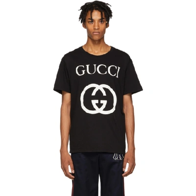 Shop Gucci Black Gg Logo T-shirt In 1289 Black