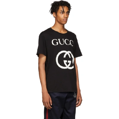 Shop Gucci Black Gg Logo T-shirt In 1289 Black