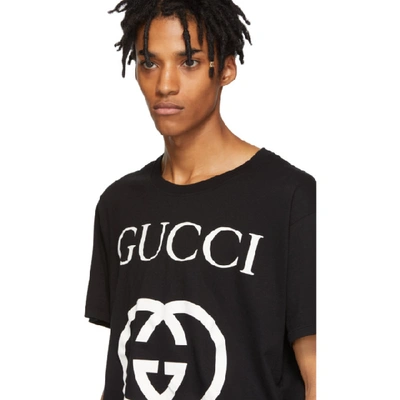 Shop Gucci Black Gg Logo T-shirt In 1289 Black