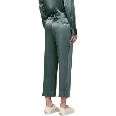 Shop Sies Marjan Green Crinkled Satin Cropped Alex Trousers
