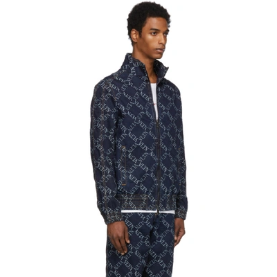 Shop Valentino Navy  Garavani Denim Vltn Grid Jacket In 598navy