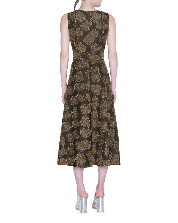 Akris Punto Desert Flower Jacquard Midi Dress In Black/ Gold | ModeSens