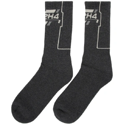 Shop C2h4 Grey Company Logo Socks In Dark Gray