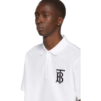 Shop Burberry White Monogram Warren Polo