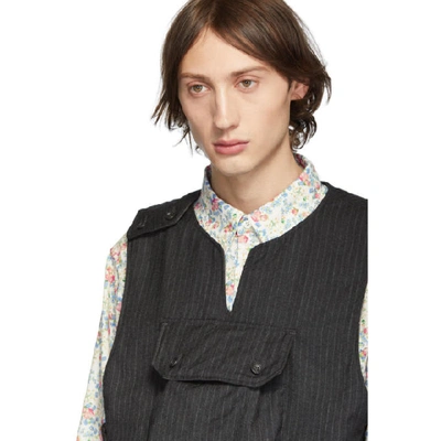 Shop Engineered Garments Black Pinstripe Vest In So001charcl