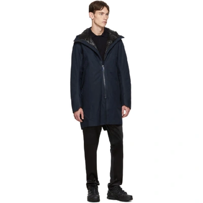 Shop Veilance Navy Down Monitor Coat In Dark Navy Fill: 90% Goose Down, 10% Feather.