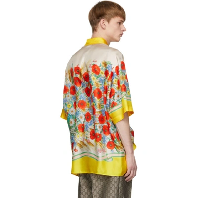 Shop Gucci Yellow & White Silk Flowers Shirt In 7070ylwivry