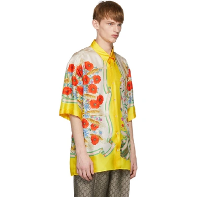Shop Gucci Yellow & White Silk Flowers Shirt In 7070ylwivry