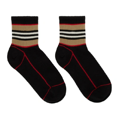 Shop Burberry Black Icon Stripe Sport Socks