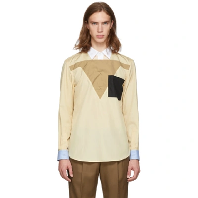 Shop Burberry Beige Contral Collar Shirt In Buttermilk