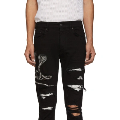 Shop Amiri Black Snake Patch Jeans