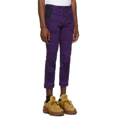 Shop Dsquared2 Purple Tie And Dye Ski Biker Jeans In S30342 971