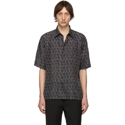 Shop Fendi Black & Grey 'forever ' Silk Shirt In F043y Blk G
