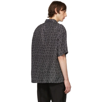 Shop Fendi Black & Grey 'forever ' Silk Shirt In F043y Blk G