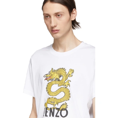 Shop Kenzo White Limited Edition Dragon Logo T-shirt In 01 White