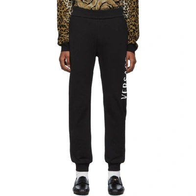 Shop Versace Black Logo Sweat Pants In A008 Black