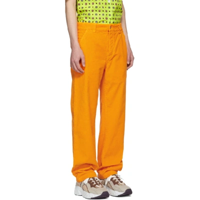 Shop Kenzo Orange Corduroy Cropped Carpenter Jeans In 17 Med Orng