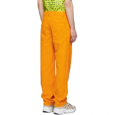 Shop Kenzo Orange Corduroy Cropped Carpenter Jeans In 17 Med Orng