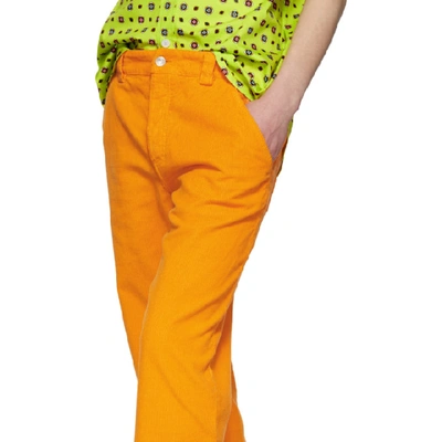 Shop Kenzo Orange Corduroy Cropped Carpenter Jeans In 17 Med Orng