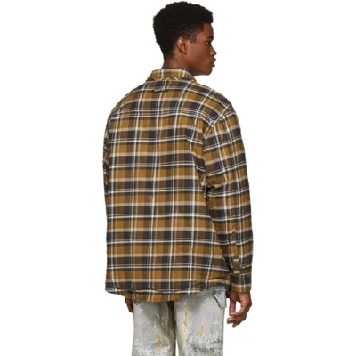 Shop Fear Of God Brown Plaid Flannel Shirt Jacket In 215brnplaid