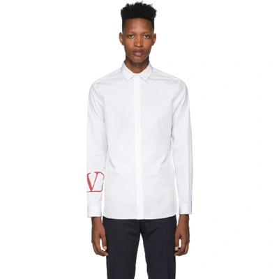 Shop Valentino White Vlogo Print Shirt In A33bianco/