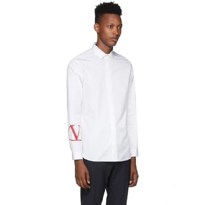 Shop Valentino White Vlogo Print Shirt In A33bianco/