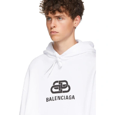 Shop Balenciaga White New Bb Mode Hoodie In 9044 Offwht