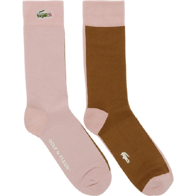 Lacoste Pink And Brown Golf Le Fleur* Edition Colorblocked Socks In 5y0  Pink | ModeSens